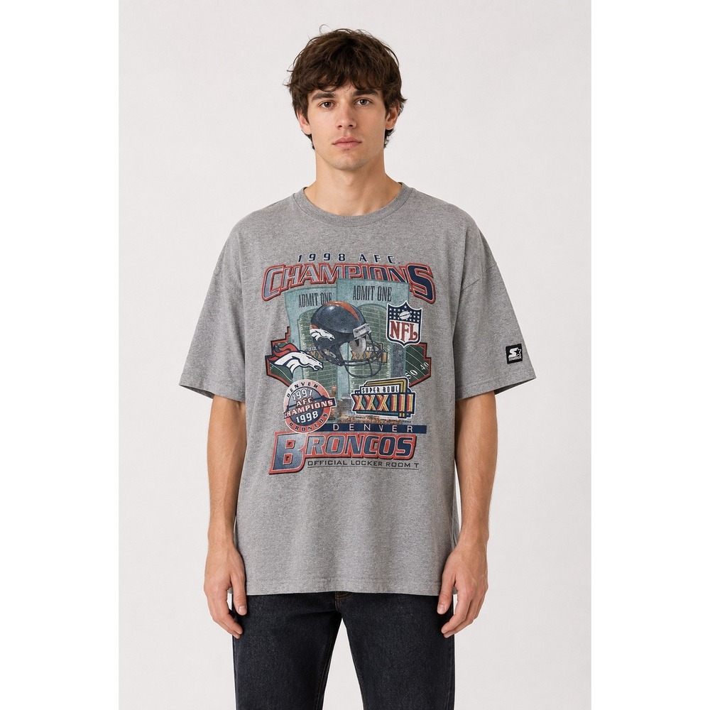 Vintage 1998 Starter Denver Broncos AFC Champions Super Bowl XXXIII Tee XXL